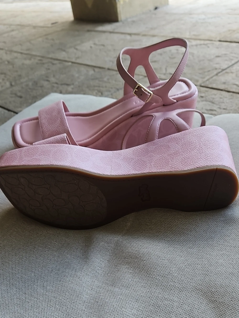 COACH Gale Wedge Platform Sandals In Pink Lyst Signature Canvas, Size 9.5
